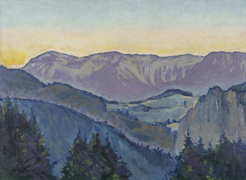 Koloman Moser Gemäalde Blick auf die Rax von der Villa Mautner v. Markhof im Abendlicht Kunstmarkt