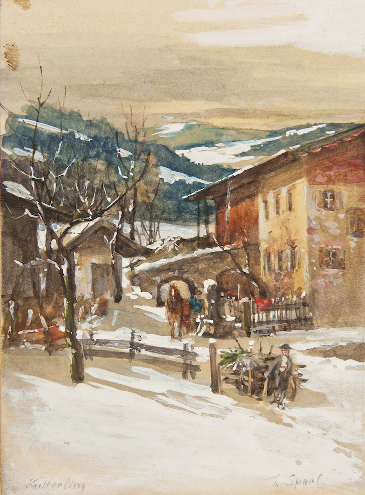 Johann Sperls Aquarell „Kutterling im Winter“, um 1900 im Museum Georg Schäfer in Schweinfurt