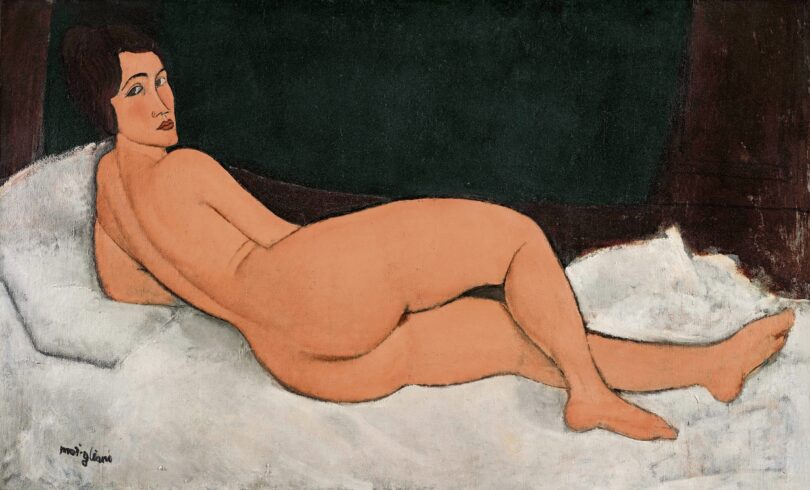 Amedeo Modigliani, „Auf der Seite liegender Frauenakt“, 1917