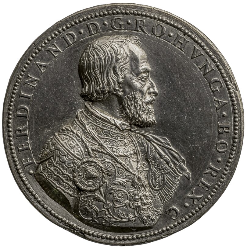 Um 1551 schuf der Italiener Leone Leoni diese Ehrenmedaille für den deutsch-römischen König (und zukünftigen Kaiser) Ferdinand I.