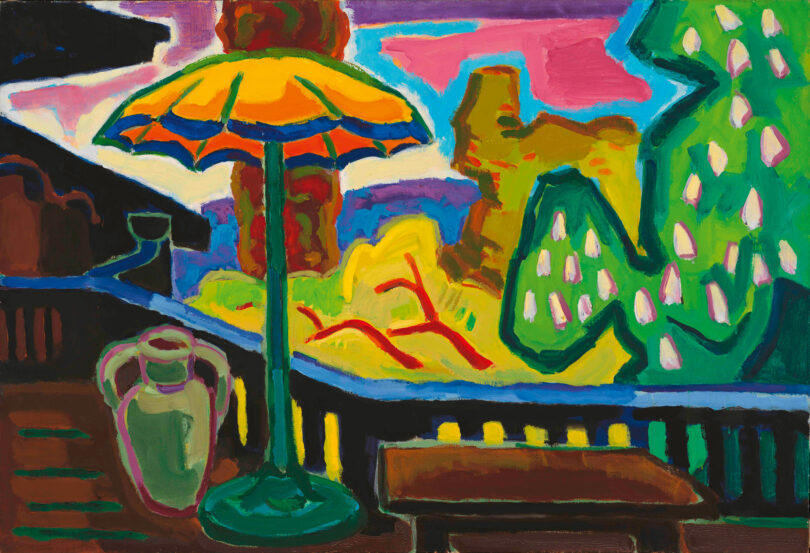 1958 malte Karl Schmidt-Rottluff die „Veranda mit Sonnenschirm“ des Blauen Hauses