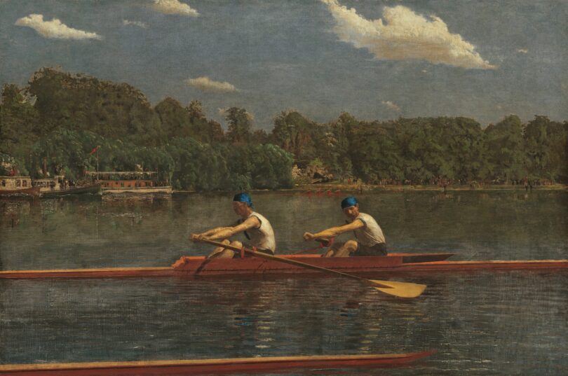 Gemeinsam stark: Thomas Eakins (1844-1916), „The Biglin Brothers Racing“, 1872, Öl auf Leinwand, 61,2 x 91,6 cm, Washington, National Gallery of Art, don de Monsieur et Madame Cornelius Vanderbilt Whitney